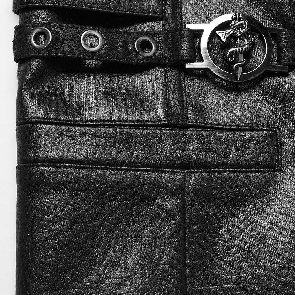 WY-1670MJM Medieval Leather Gothic Vest with Buckle Strap Details - Image 8