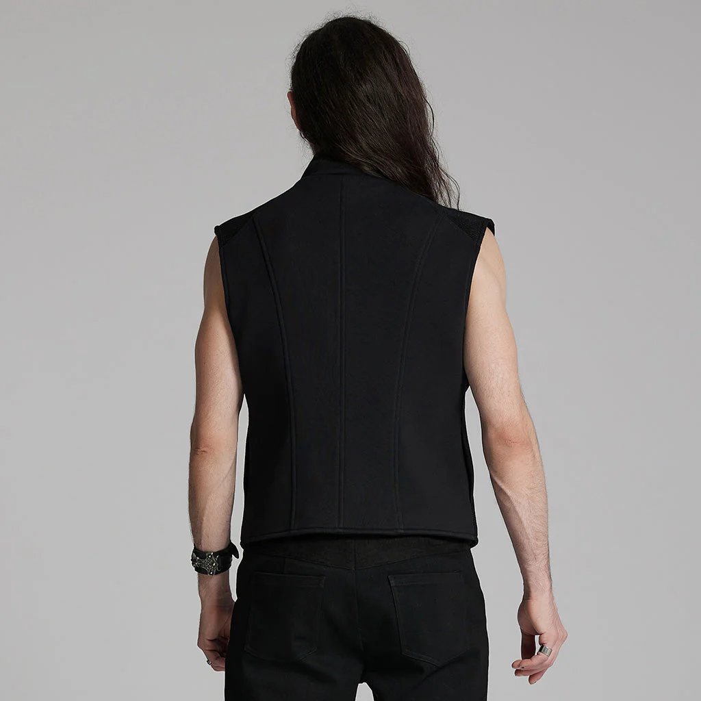 WY-1672MJM Tactical Cyberpunk Black Vest with Buckle Straps Design - Image 14