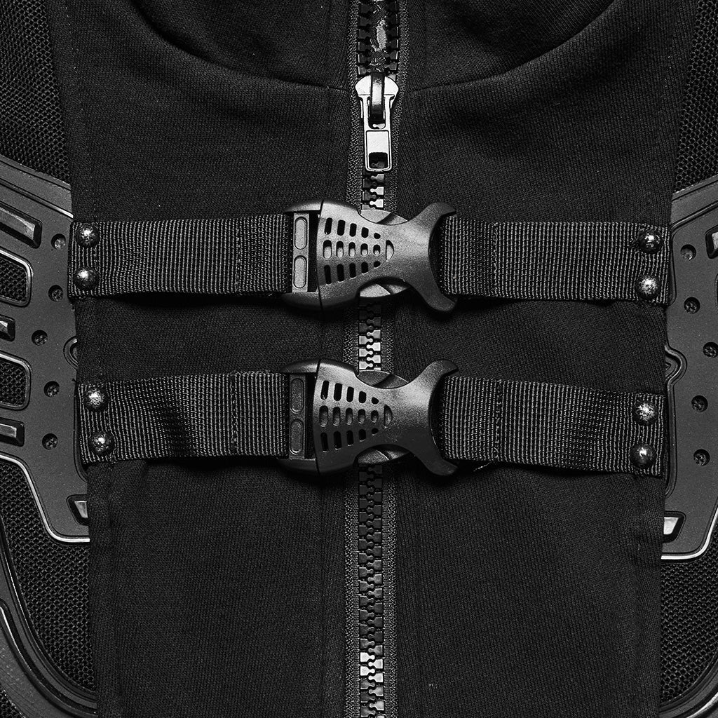 WY-1672MJM Tactical Cyberpunk Black Vest with Buckle Straps Design - Image 7