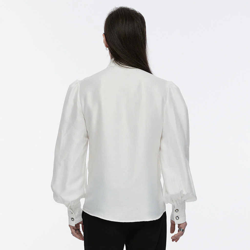 WY-1675CCM Gothic Layered Embroidered Puff Sleeve Black Shirt - Image 32