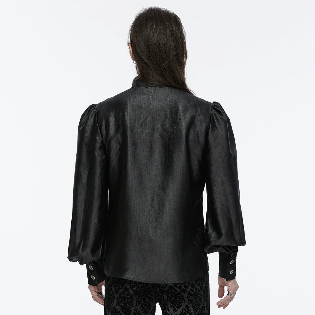 WY-1675CCM Gothic Layered Embroidered Puff Sleeve Black Shirt - Image 40