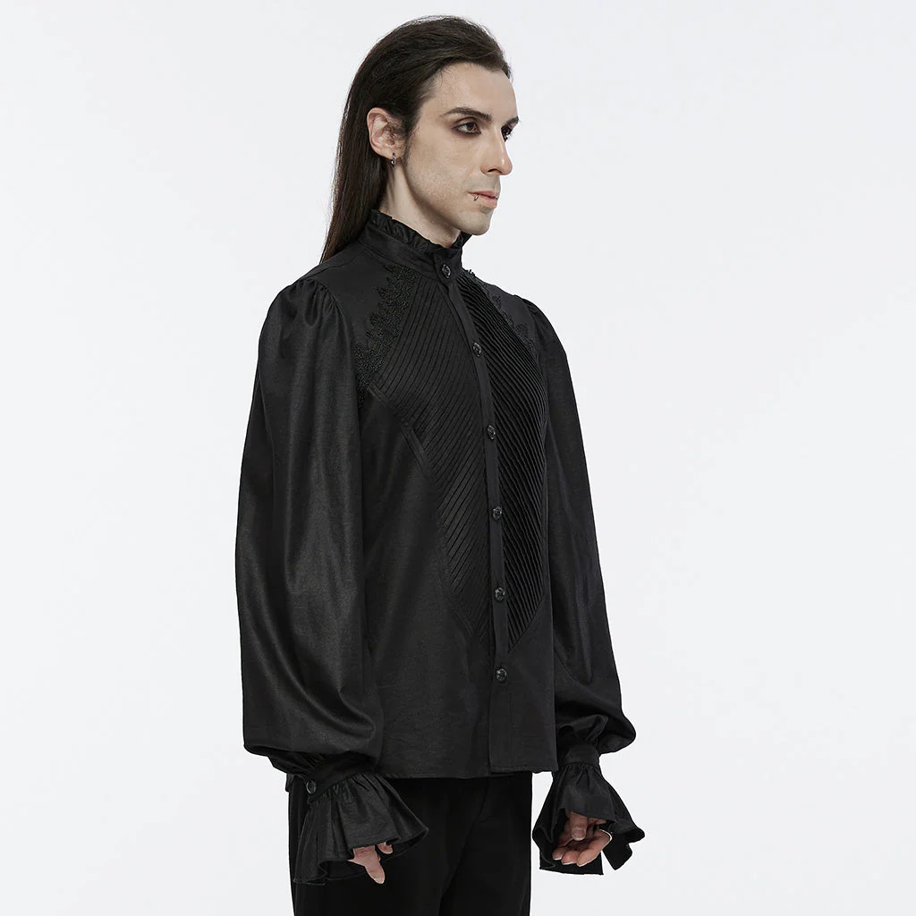 WY-1676CCM Gothic White Victorian Ruffle Sleeve Button-Up Shirt - Image 13