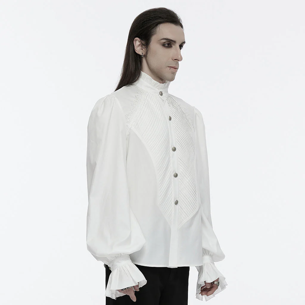 WY-1676CCM Gothic White Victorian Ruffle Sleeve Button-Up Shirt - Image 23