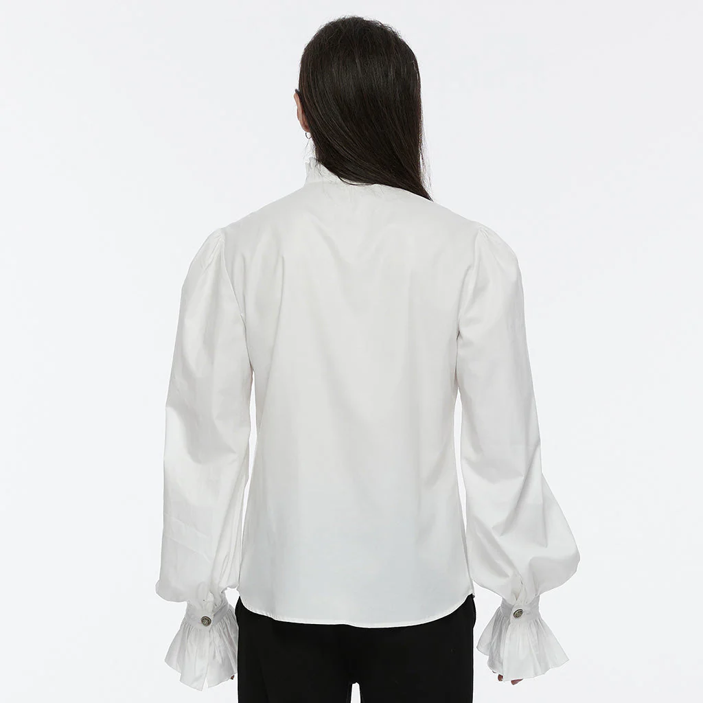 WY-1676CCM Gothic White Victorian Ruffle Sleeve Button-Up Shirt - Image 42