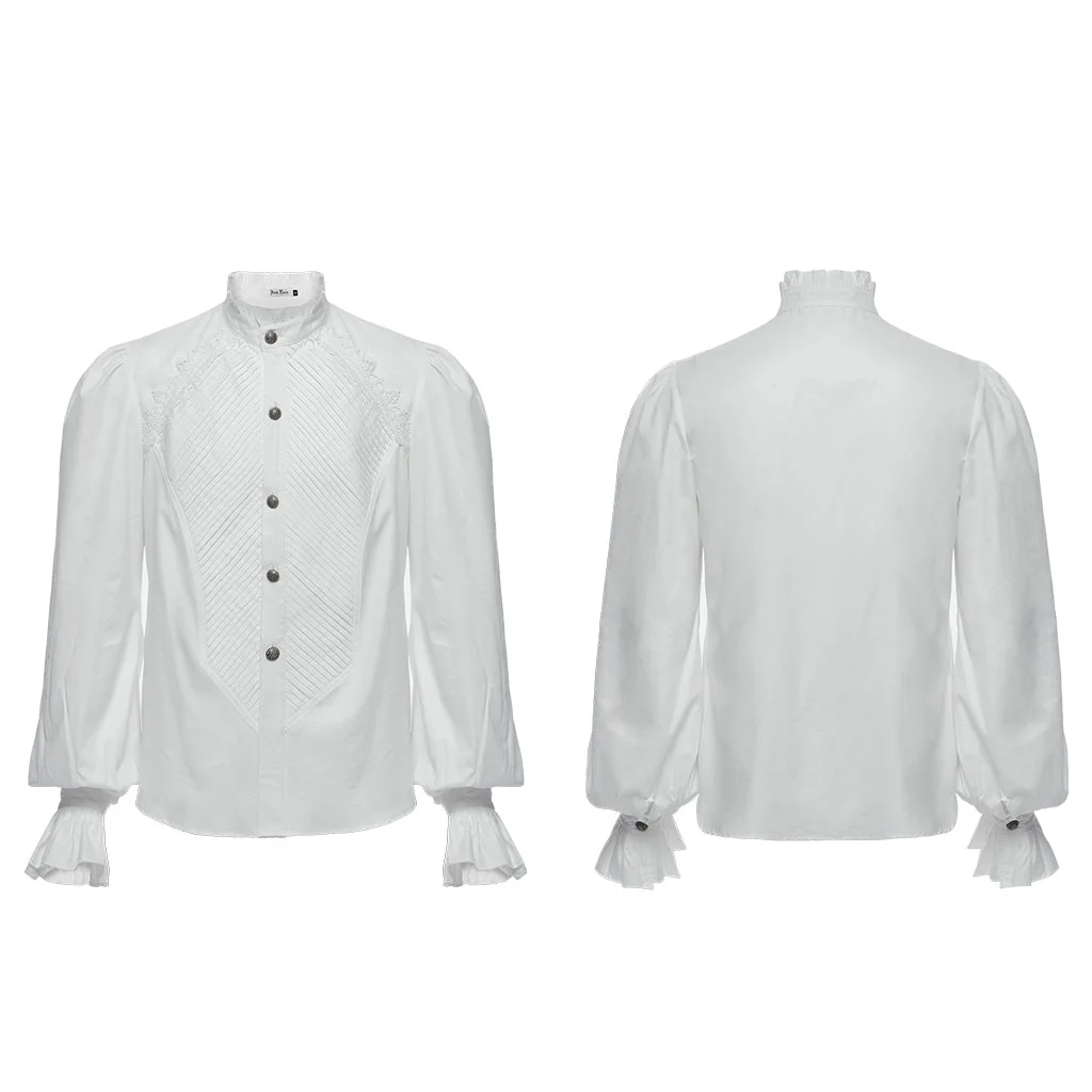 WY-1676CCM Gothic White Victorian Ruffle Sleeve Button-Up Shirt - Image 44