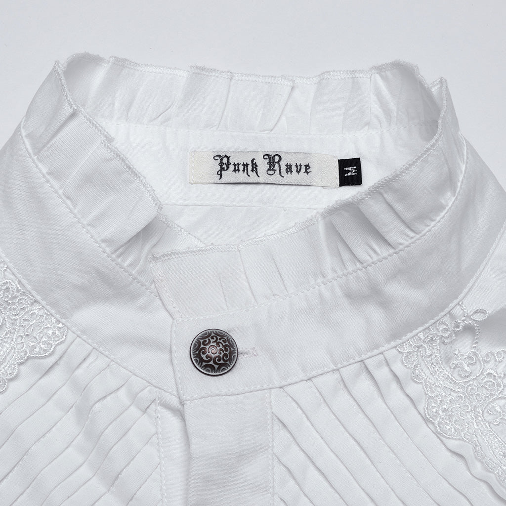 WY-1676CCM Gothic White Victorian Ruffle Sleeve Button-Up Shirt - Image 45
