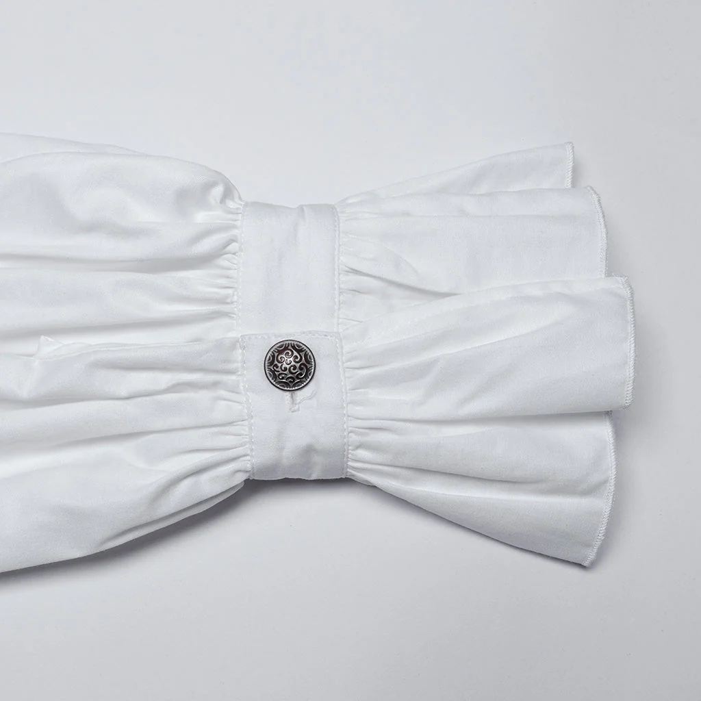 WY-1676CCM Gothic White Victorian Ruffle Sleeve Button-Up Shirt - Image 48