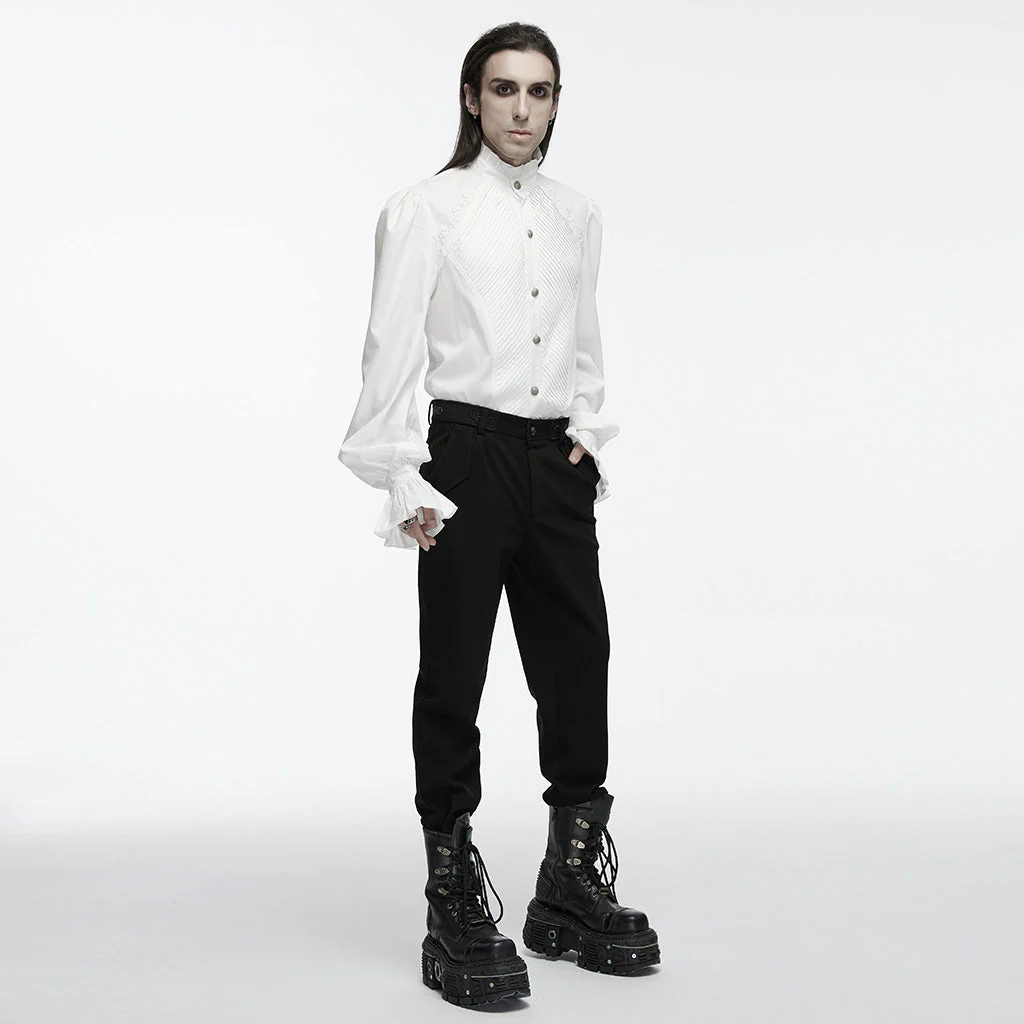 WY-1676CCM Gothic White Victorian Ruffle Sleeve Button-Up Shirt - Image 5