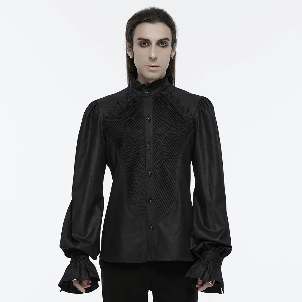 WY-1676CCM Gothic White Victorian Ruffle Sleeve Button-Up Shirt - Image 50