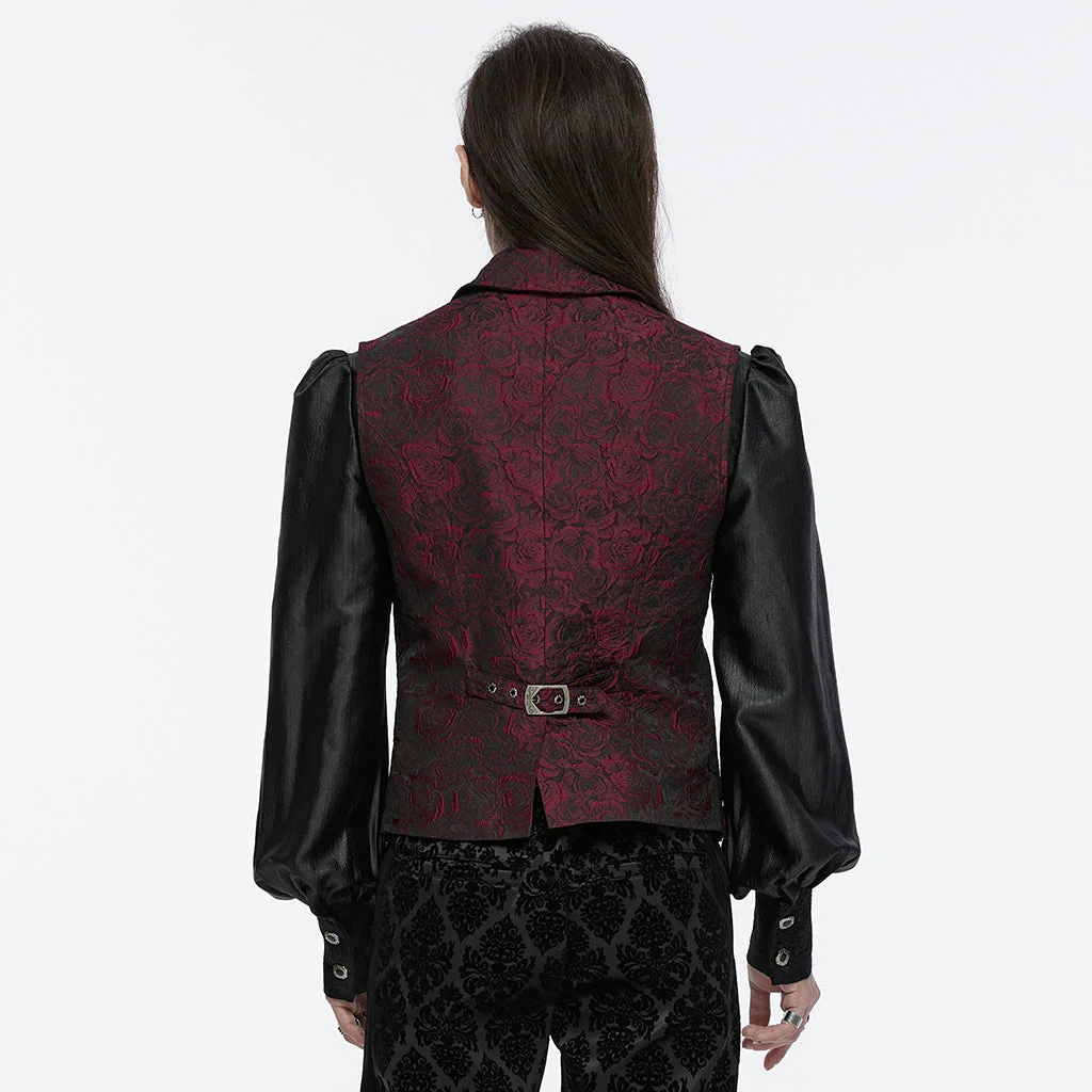 WY-1677MJM Elegant Gothic Rose Tapestry Vest with Lace Trim - Image 14