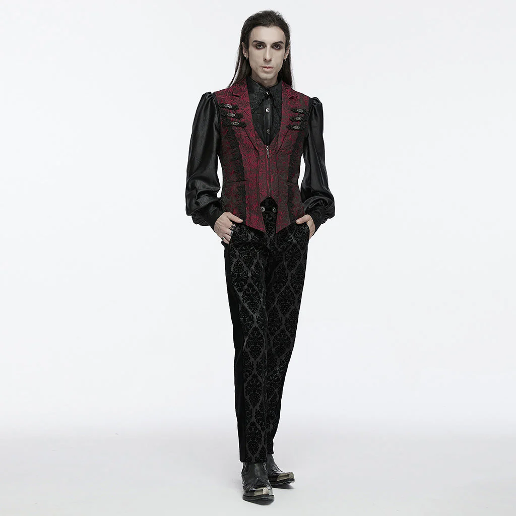 WY-1677MJM Elegant Gothic Rose Tapestry Vest with Lace Trim - Image 15