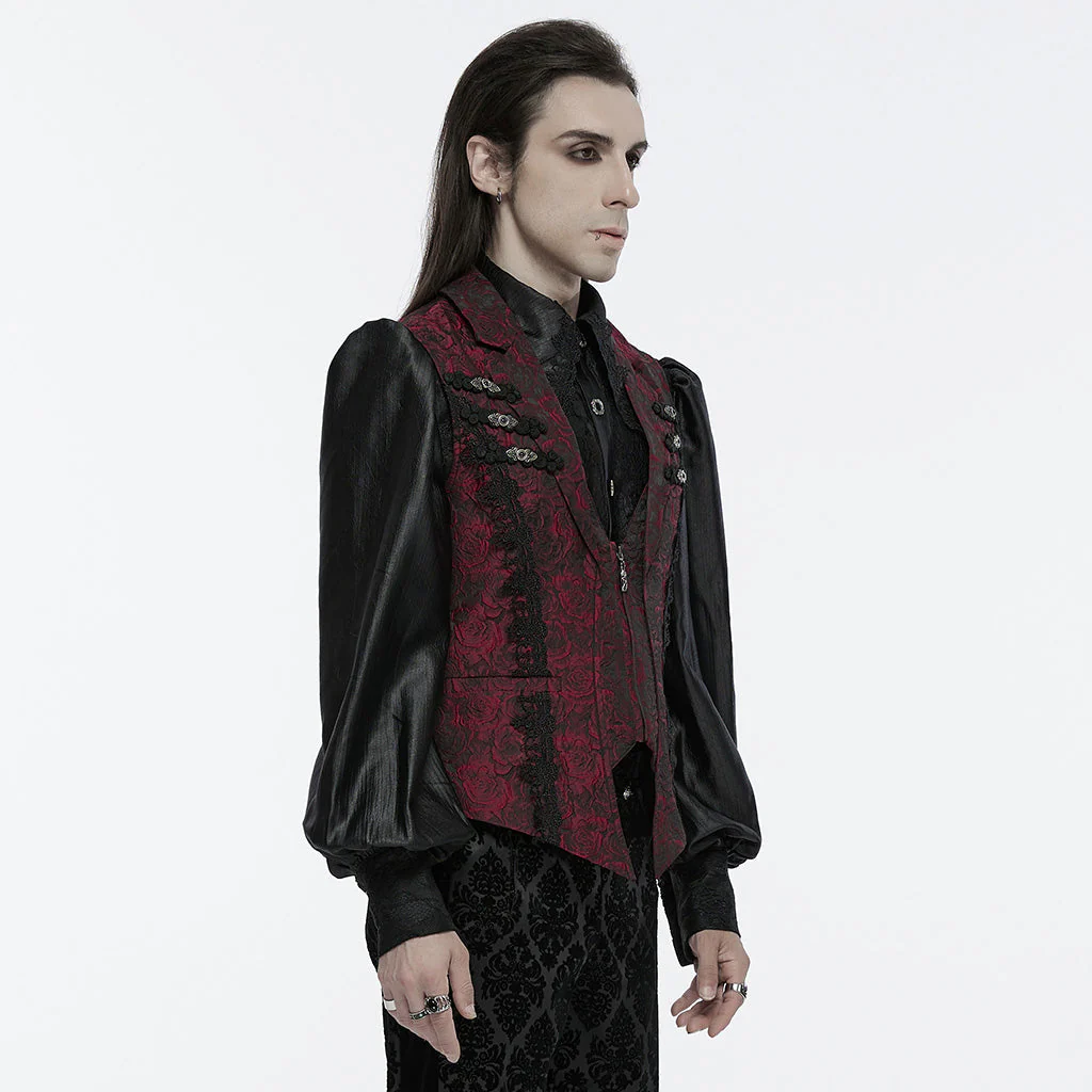 WY-1677MJM Elegant Gothic Rose Tapestry Vest with Lace Trim - Image 23