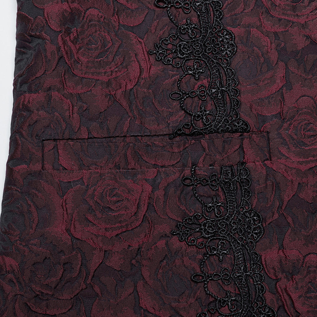 WY-1677MJM Elegant Gothic Rose Tapestry Vest with Lace Trim - Image 8