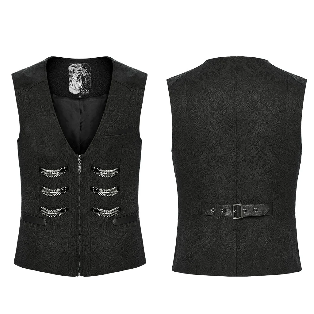 WY-1679MJM Gothic Dragon Scale Brocade Vest Vintage Style - Image 6