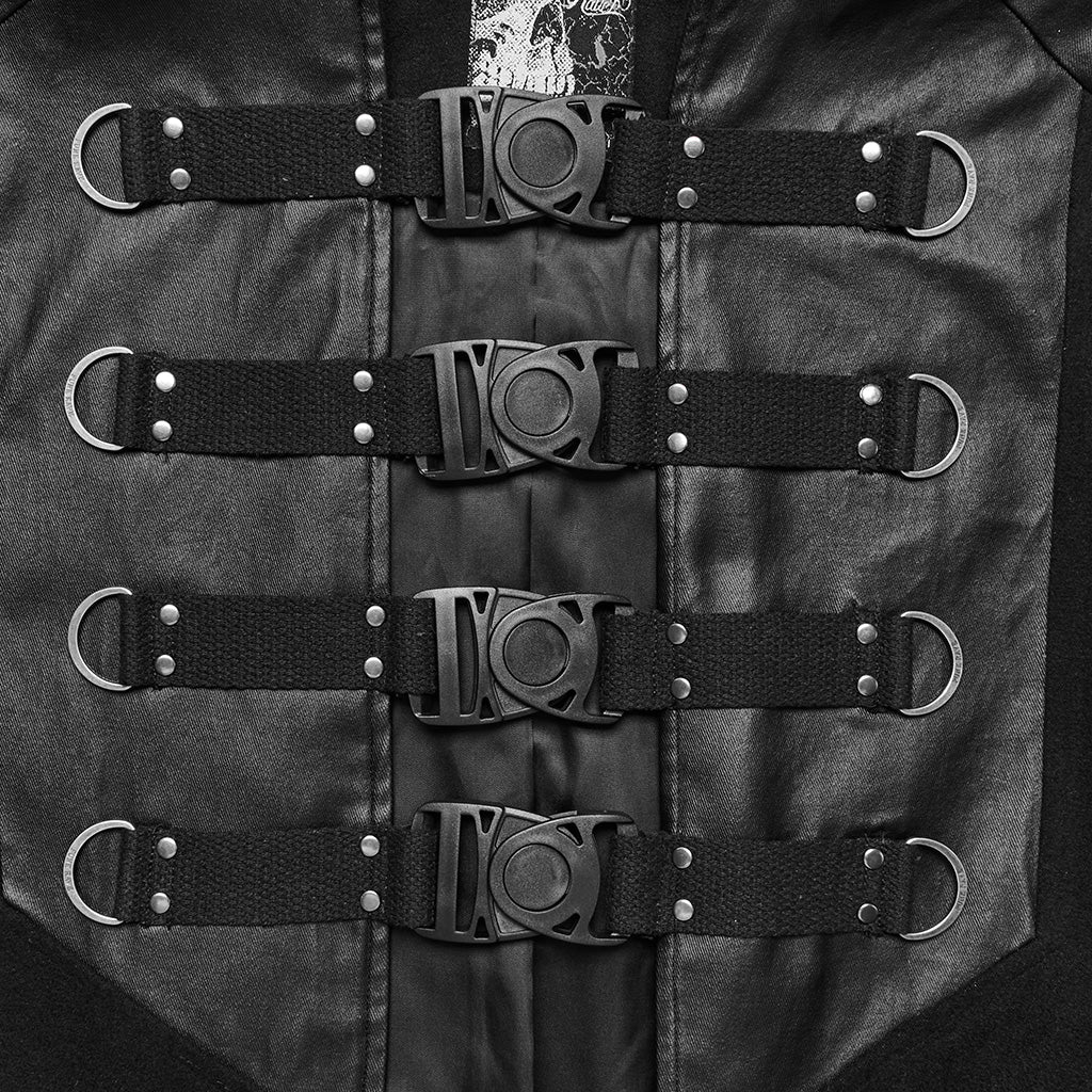 WY-1680DPM Mens Gothic High Collar Buckle Punk Coat Cape - Image 17