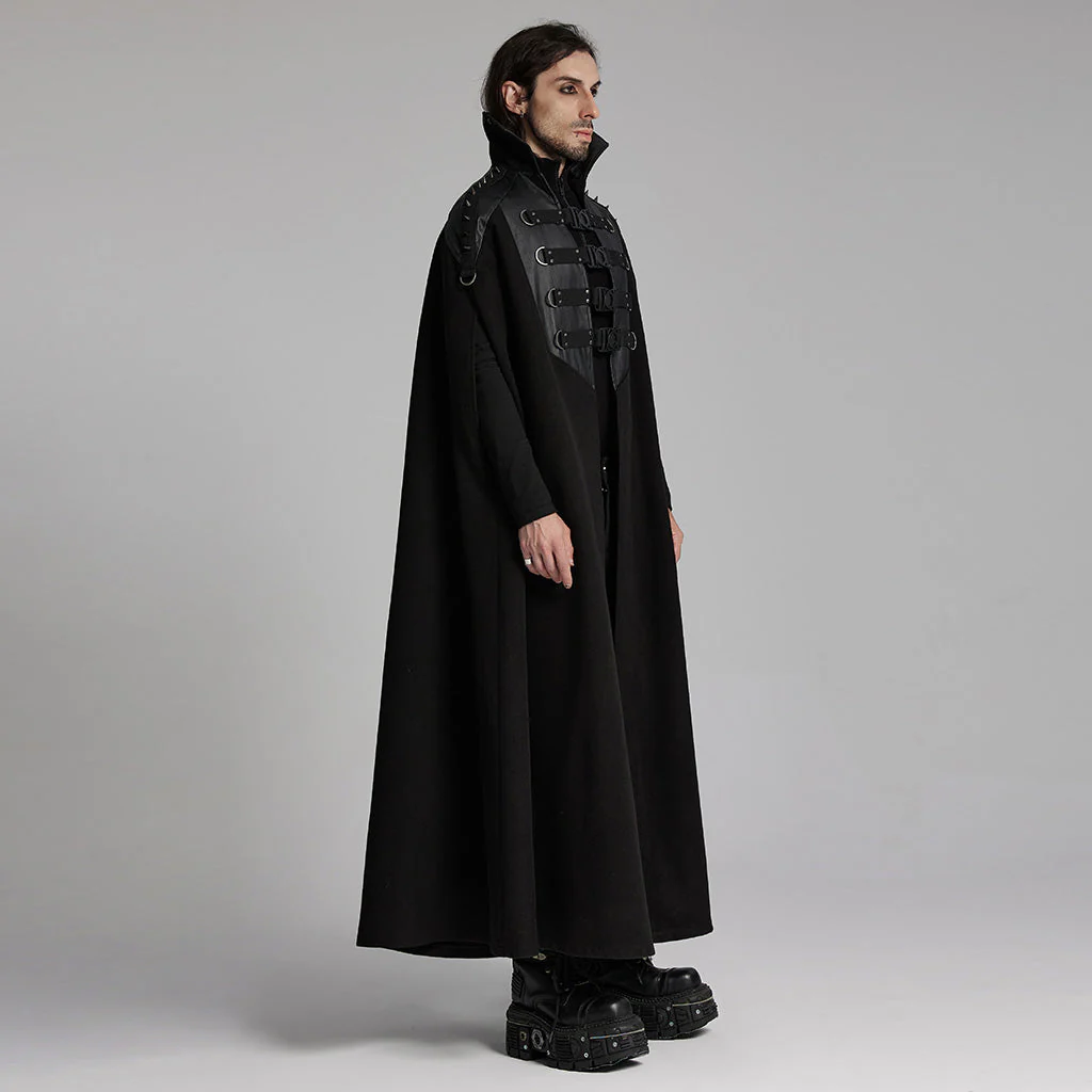 WY-1680DPM Mens Gothic High Collar Buckle Punk Coat Cape - Image 23
