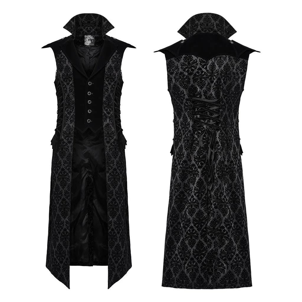 WY-1683MJM Gothic Jacket Long Velvet Brocade Coat Victorian Steampunk Style - Image 6