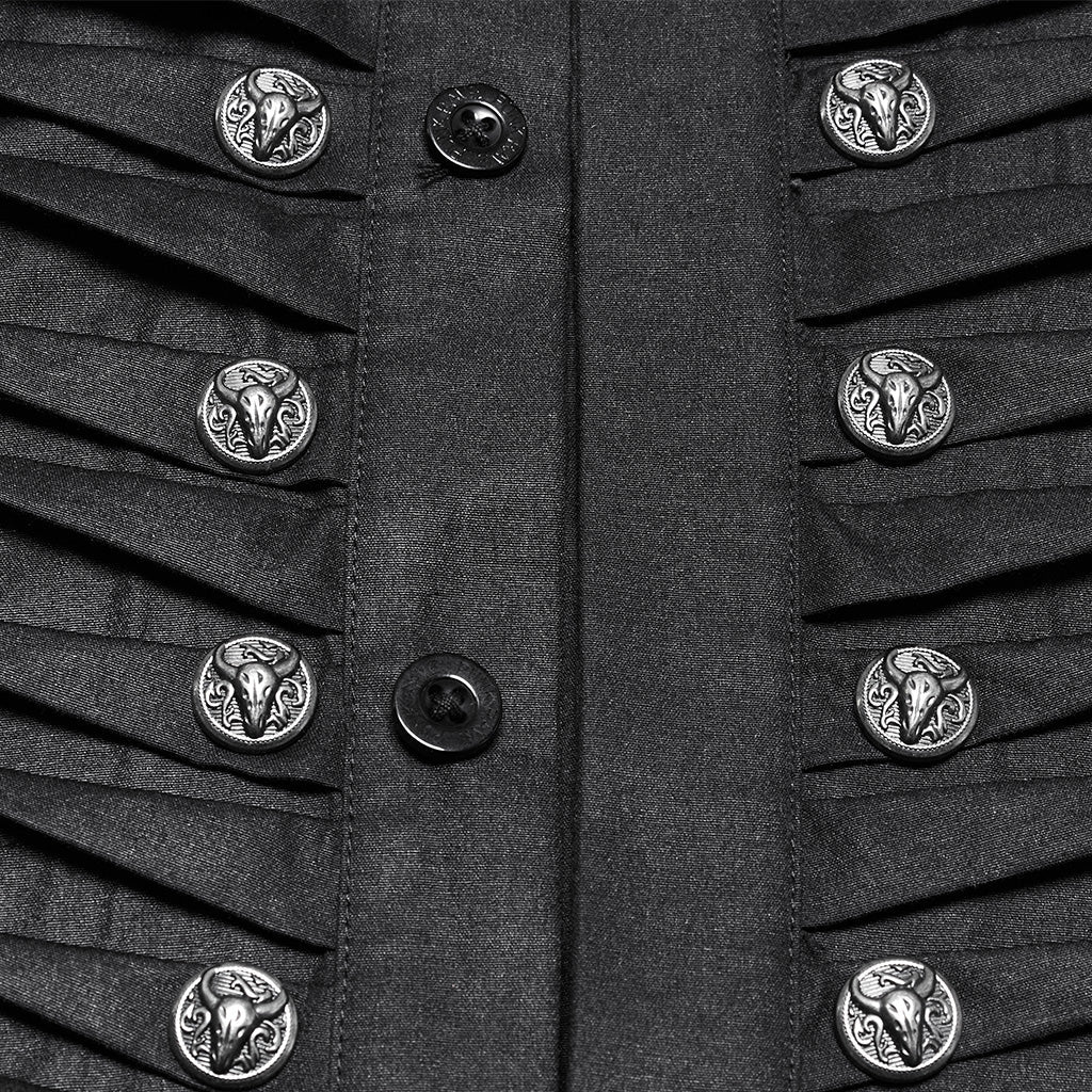 WY-1684CCM Mens Gothic Pleated Ruffle Shirt Victorian Steampunk Style - Image 19