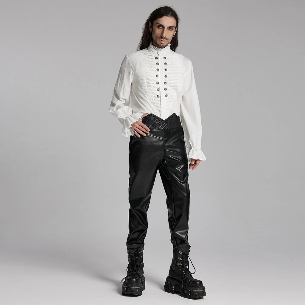 WY-1684CCM Mens Gothic Pleated Ruffle Shirt Victorian Steampunk Style - Image 43