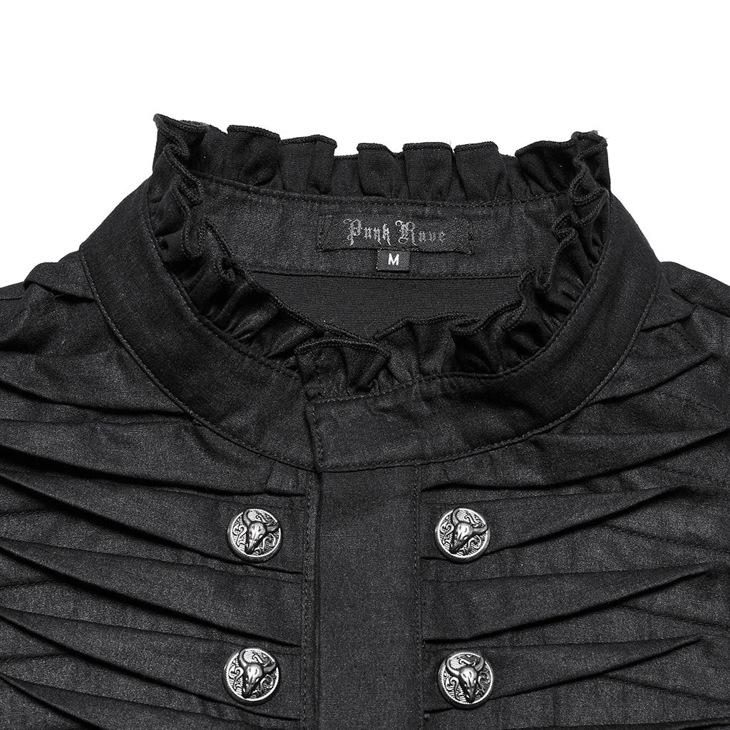 WY-1684CCM Mens Gothic Pleated Ruffle Shirt Victorian Steampunk Style - Image 56