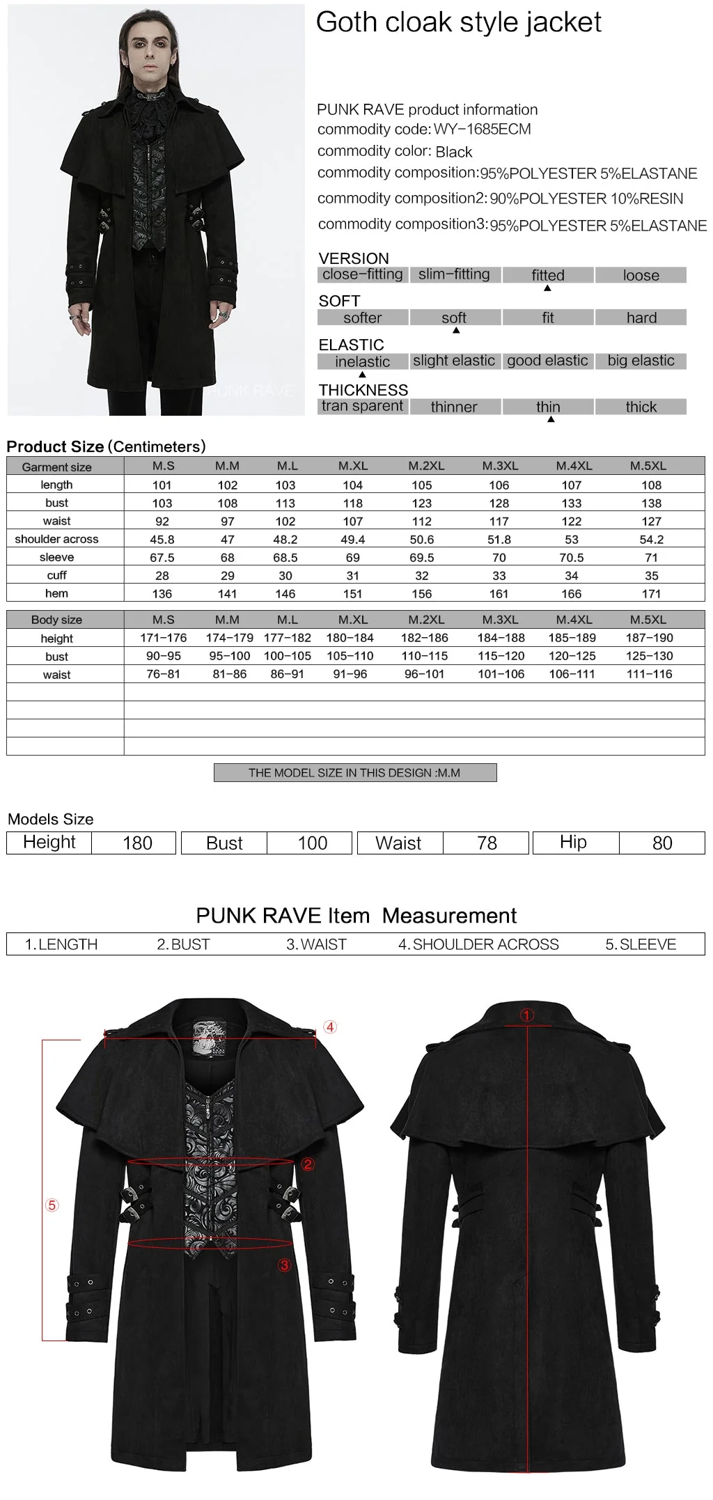 WY-1685ECM Gothic Coat Vintage Steampunk Long Trench Dark Aesthetic Jacket - Image 2