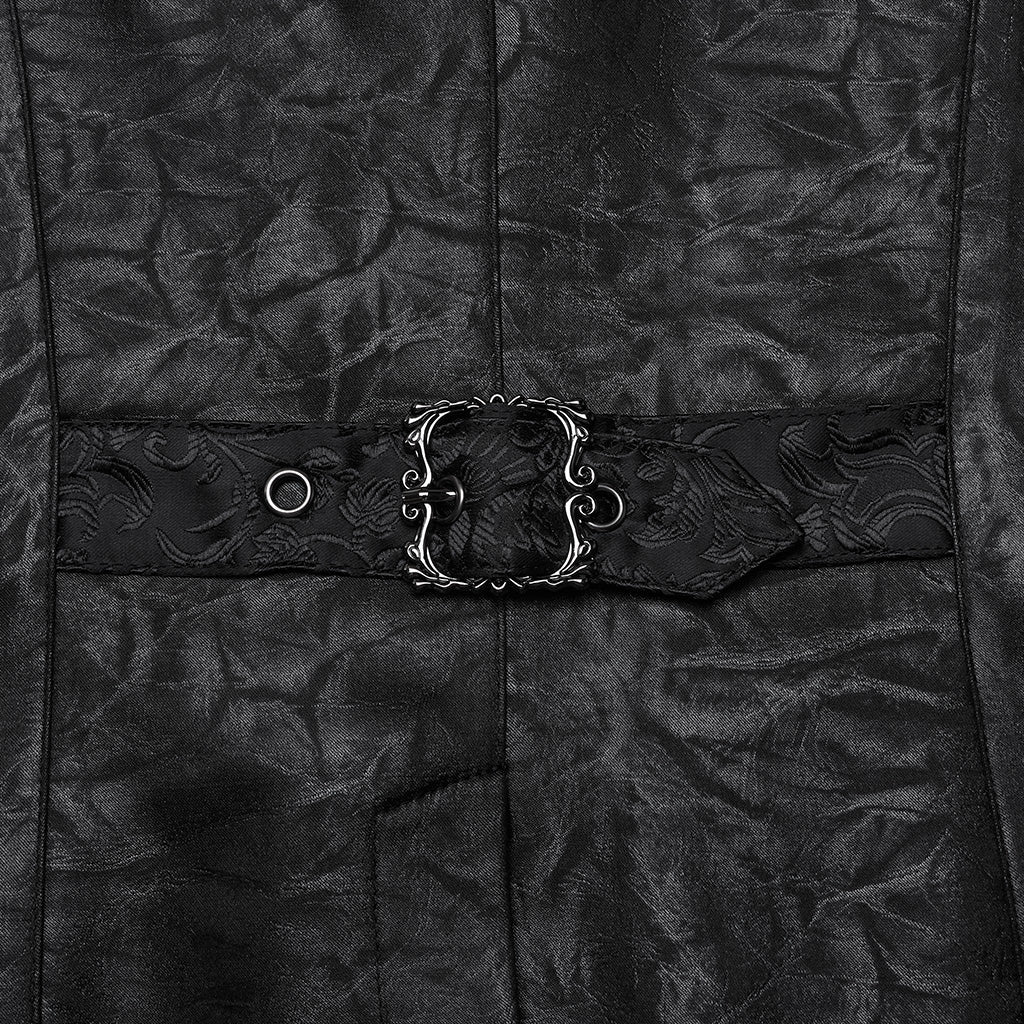 WY-1686MJM Ruffled Brocade Gothic Vest with Buttoned Front Detailing - Image 19
