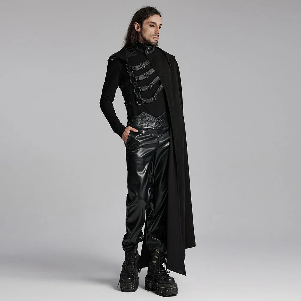 WY-1687DPM Punk Coat Asymmetric Detachable Cloak Hooded Goth Style - Image 14