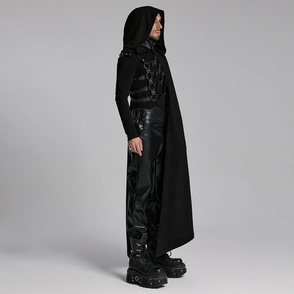 WY-1687DPM Punk Coat Asymmetric Detachable Cloak Hooded Goth Style - Image 3