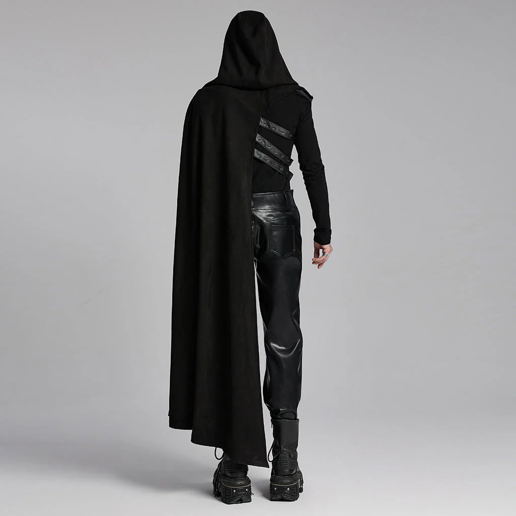 WY-1687DPM Punk Coat Asymmetric Detachable Cloak Hooded Goth Style - Image 4