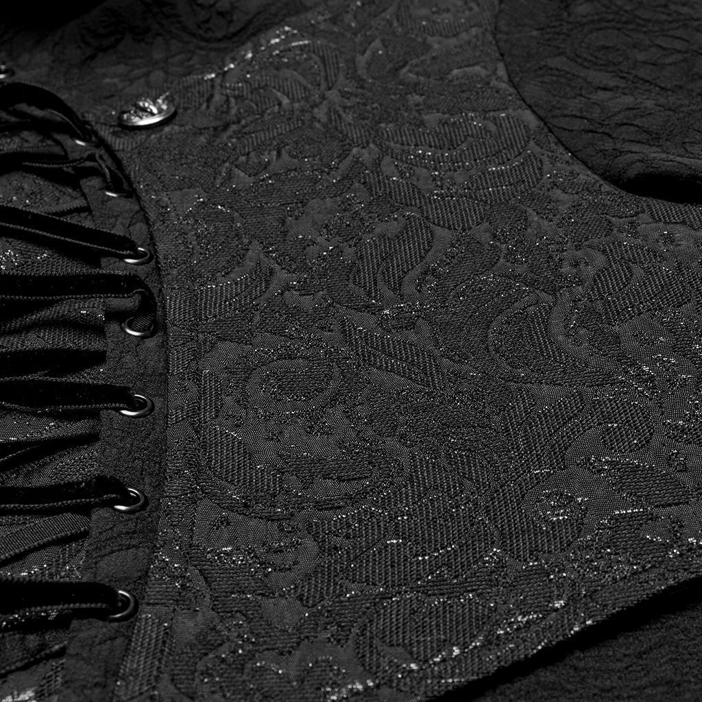 WY-1692CCM Mens Gothic Embroidered Shirt with Lace-Up Front - Image 18