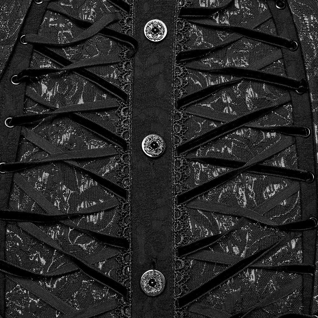 WY-1692CCM Mens Gothic Embroidered Shirt with Lace-Up Front - Image 27