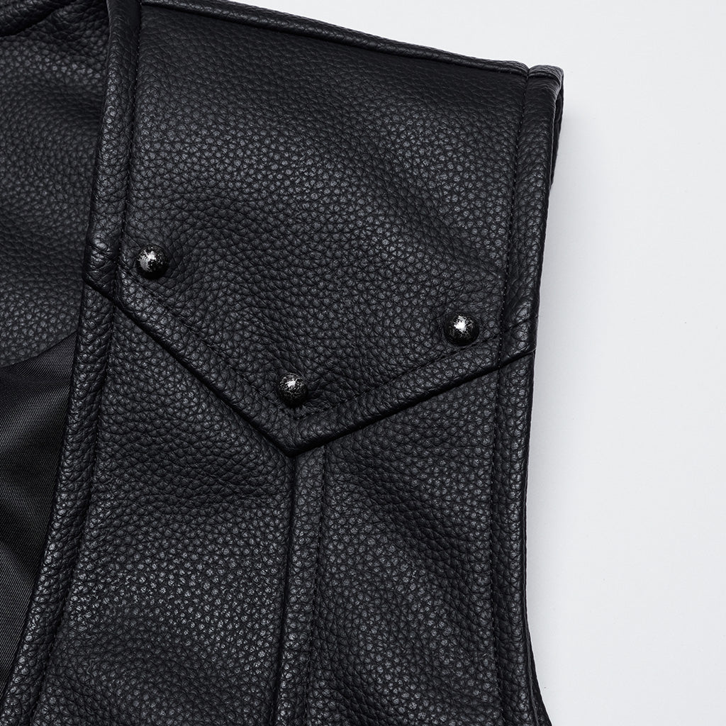 WY-1693MJM Gothic Buckle Strap Leather Texture Vest - Image 18