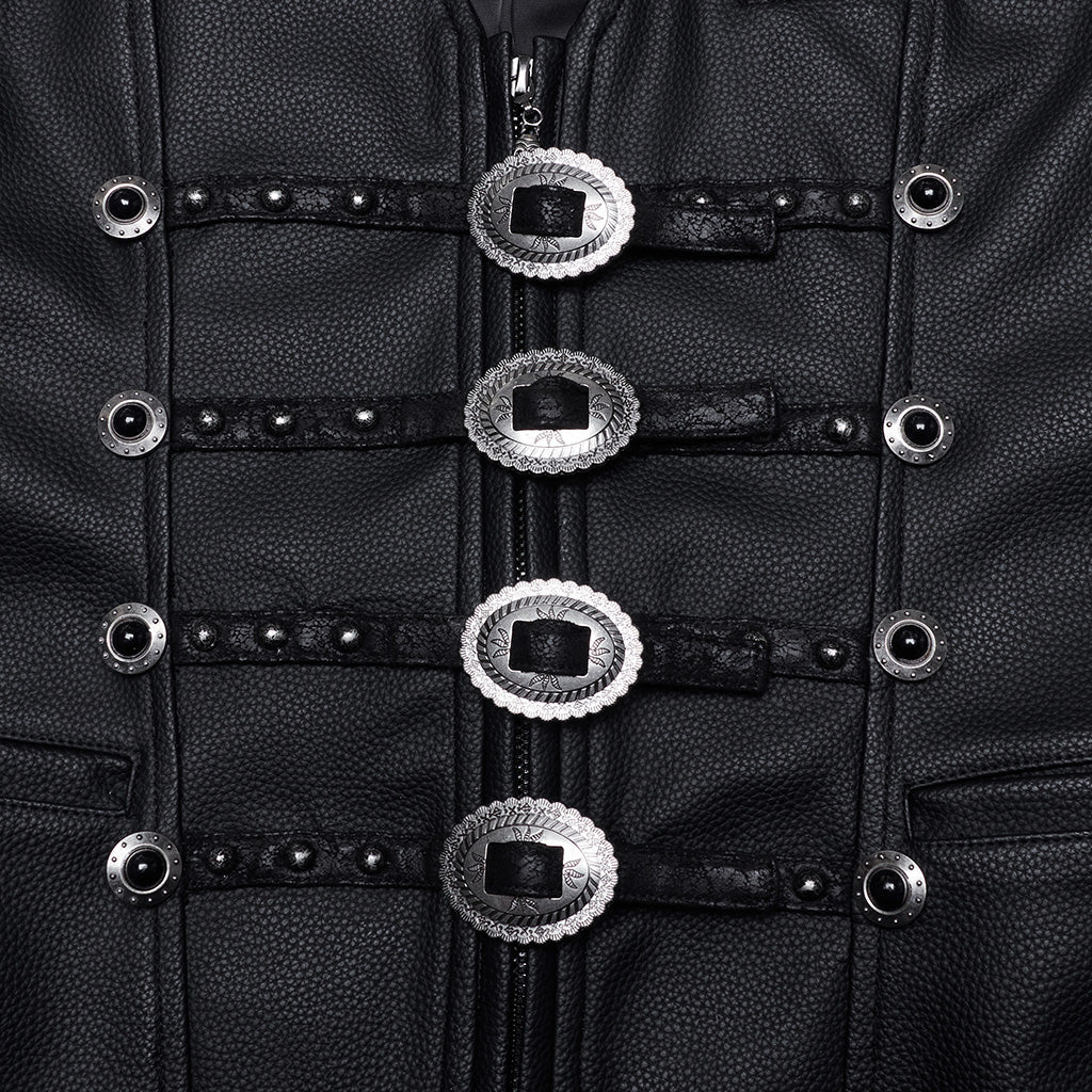 WY-1693MJM Gothic Buckle Strap Leather Texture Vest - Image 27
