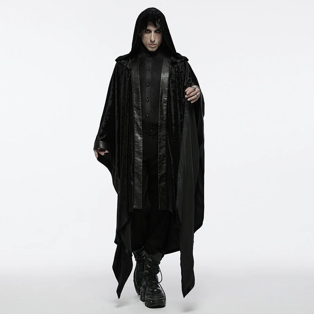 WY-1694DPM Gothic Hooded Cloak Oversized Sleeveless Drape Coat for Men - Image 6