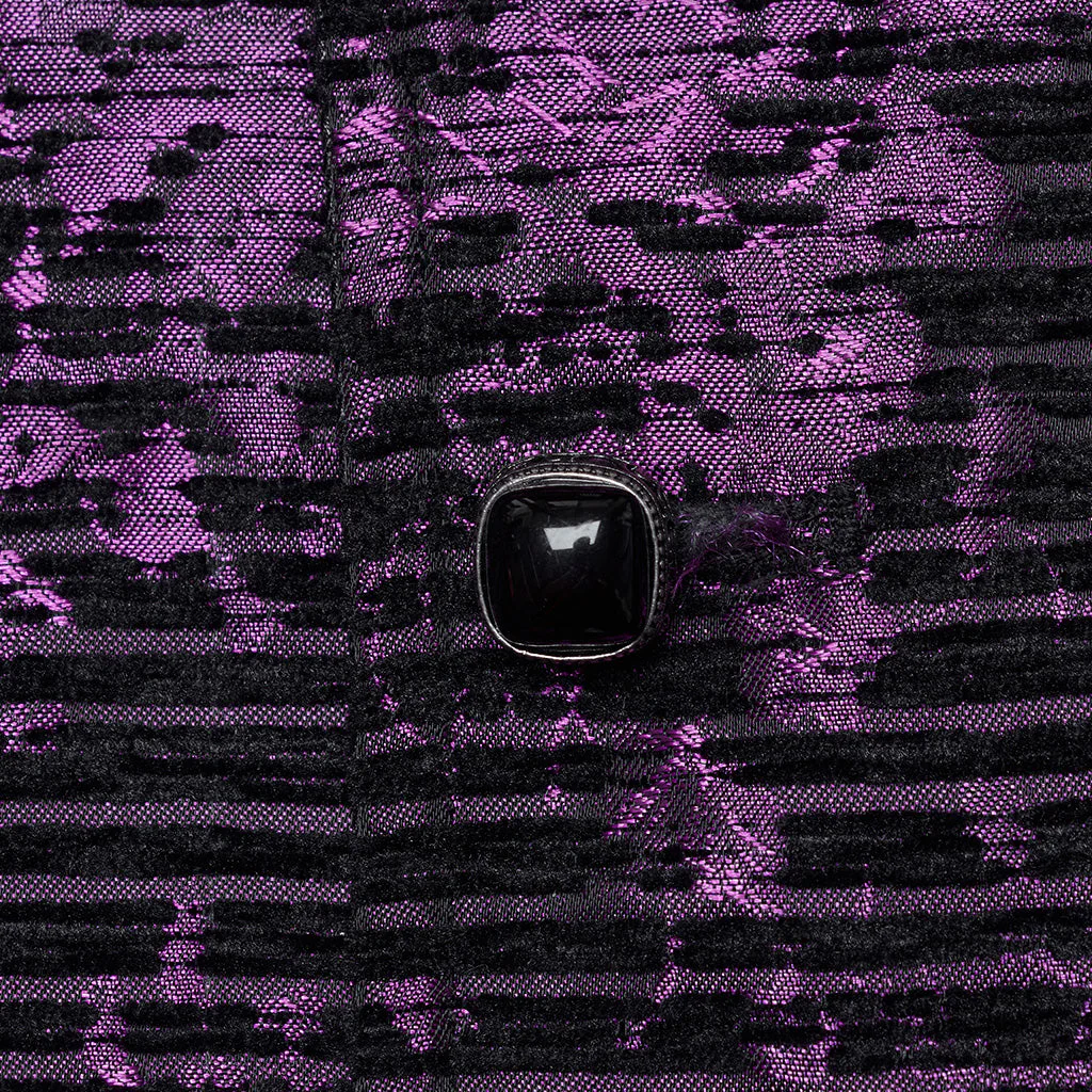 WY-1698MJM Exquisite Violet Jacquard Gothic Vest with Leather Lapels - Image 10