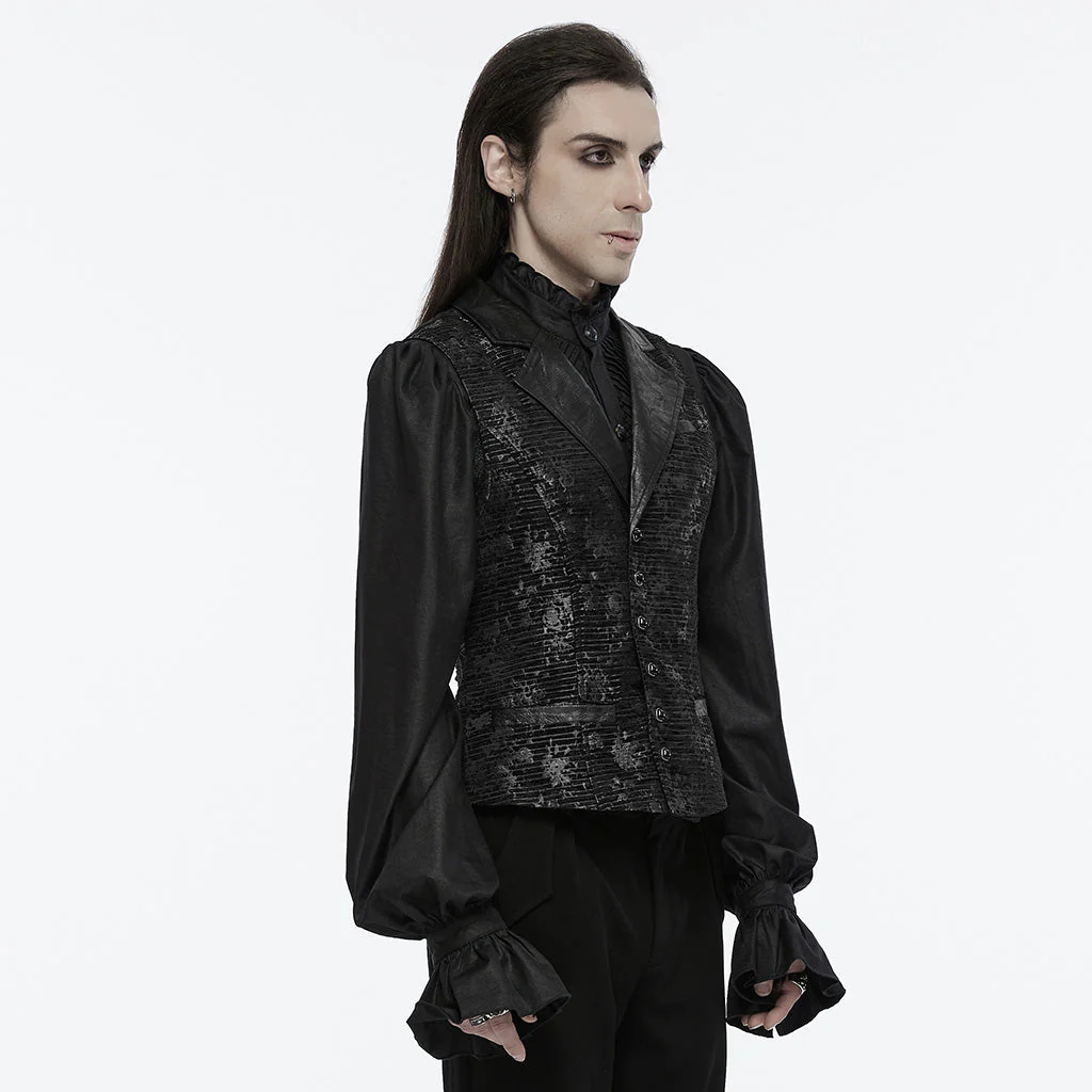 WY-1698MJM Exquisite Violet Jacquard Gothic Vest with Leather Lapels - Image 40