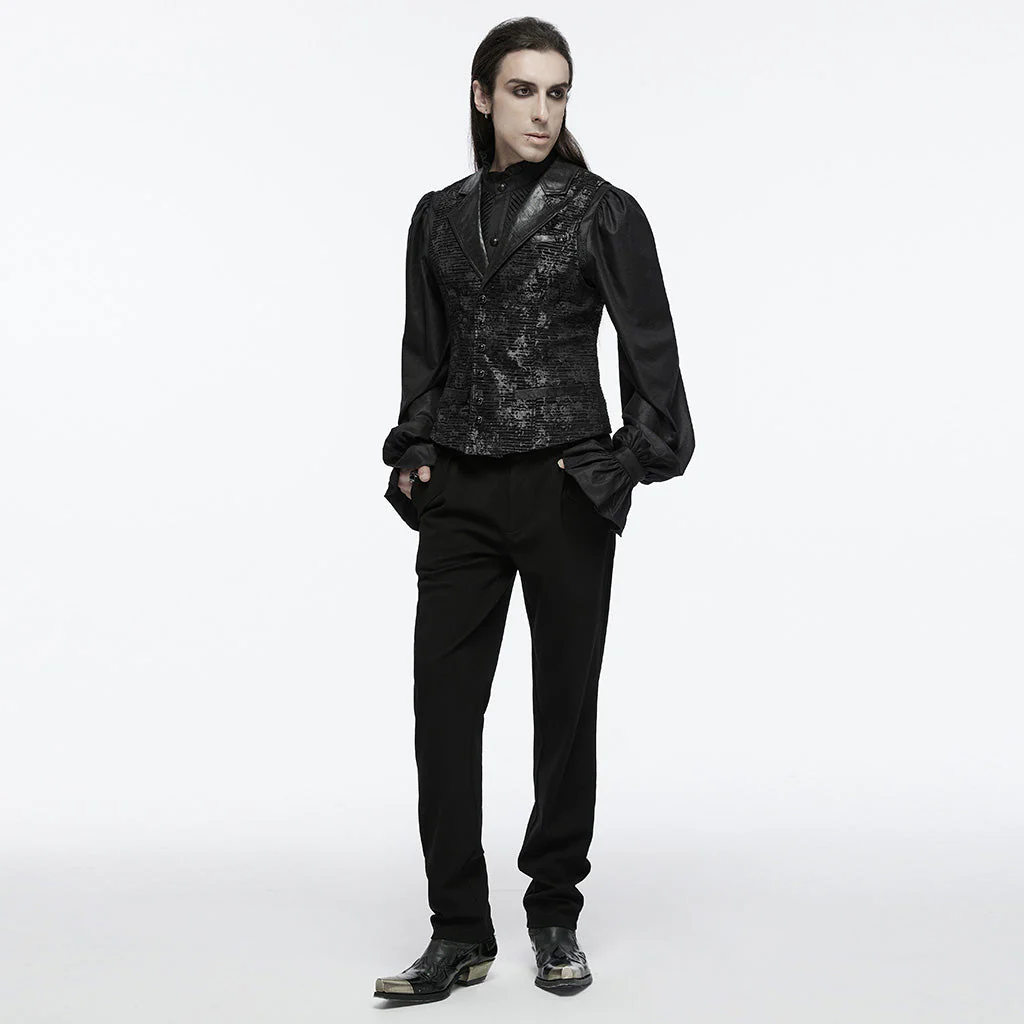 WY-1698MJM Exquisite Violet Jacquard Gothic Vest with Leather Lapels - Image 43