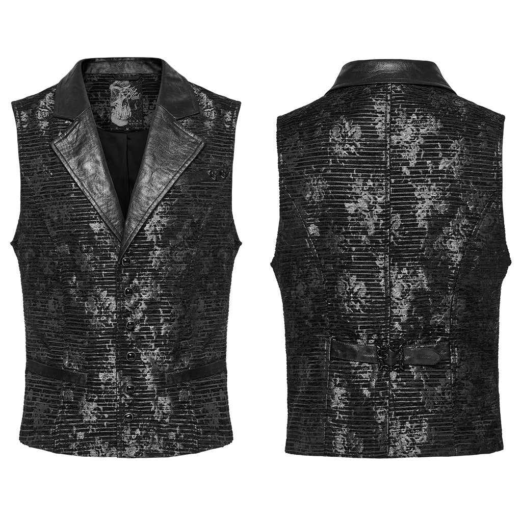 WY-1698MJM Exquisite Violet Jacquard Gothic Vest with Leather Lapels - Image 44