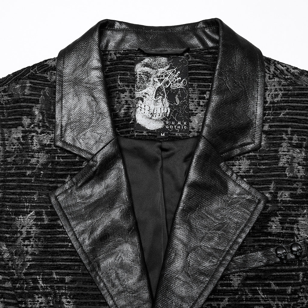WY-1698MJM Exquisite Violet Jacquard Gothic Vest with Leather Lapels - Image 45