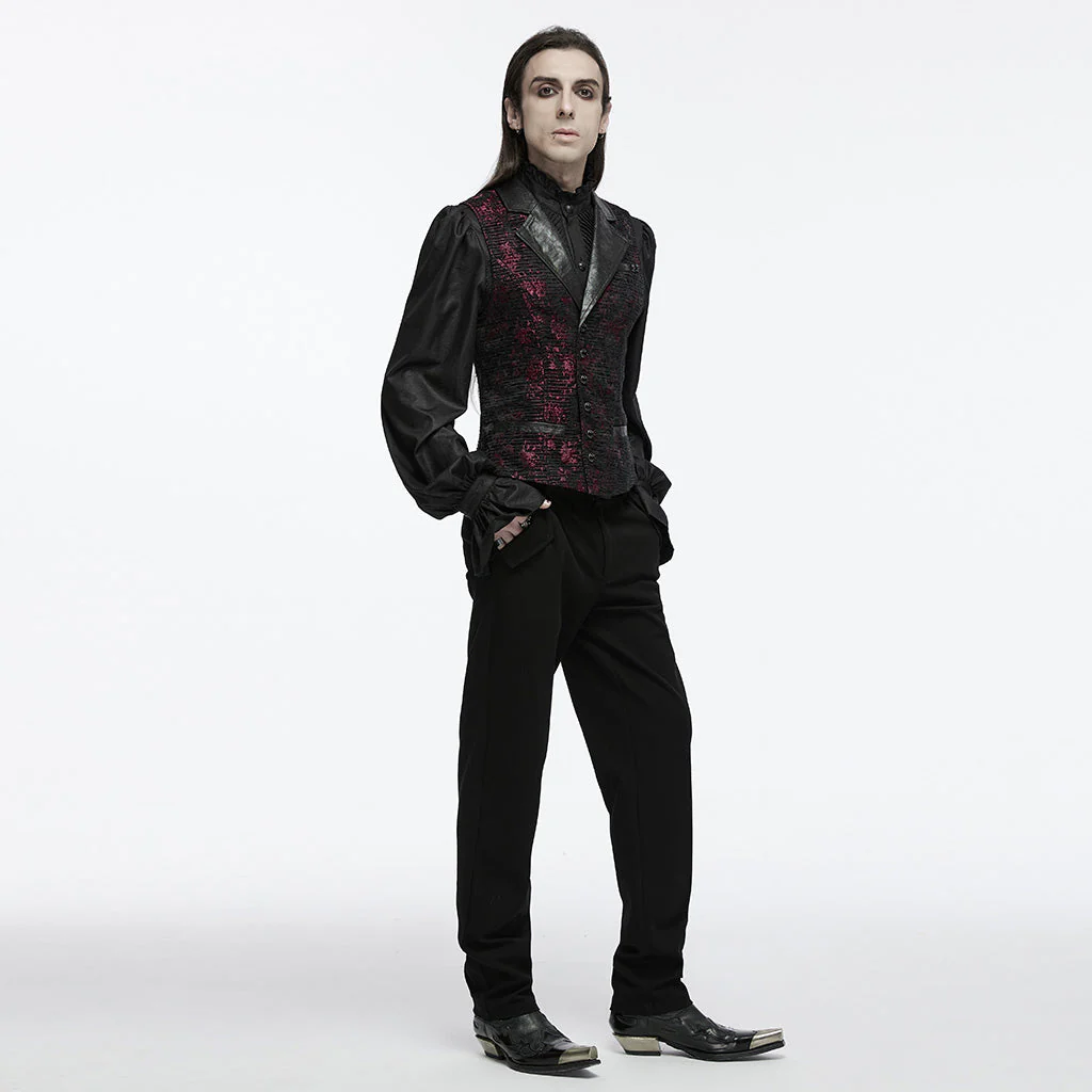 WY-1698MJM Exquisite Violet Jacquard Gothic Vest with Leather Lapels - Image 49