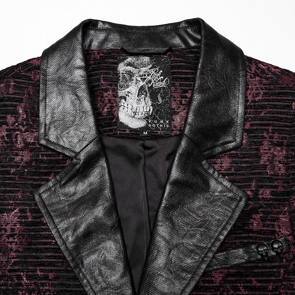 WY-1698MJM Exquisite Violet Jacquard Gothic Vest with Leather Lapels - Image 53
