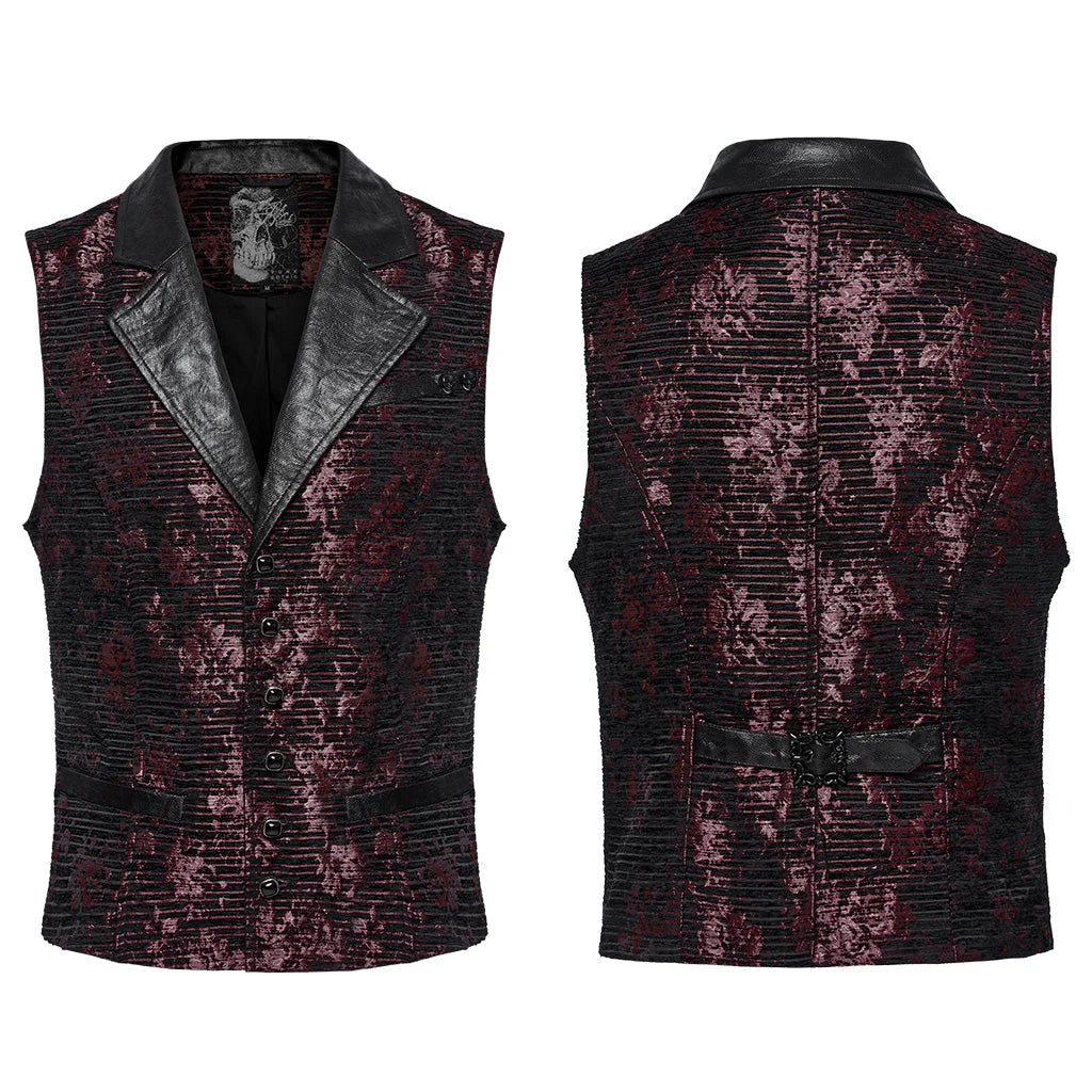 WY-1698MJM Exquisite Violet Jacquard Gothic Vest with Leather Lapels - Image 79