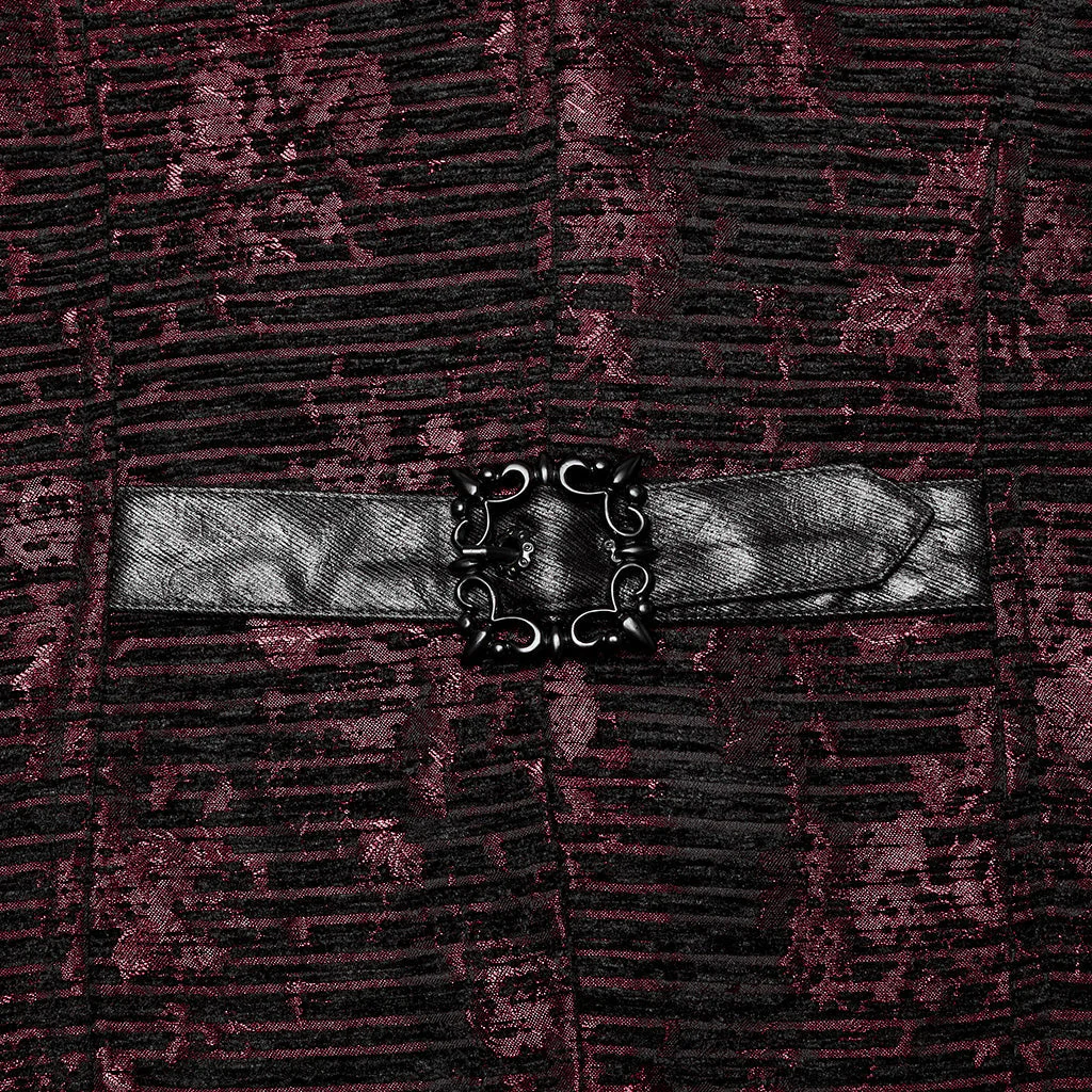 WY-1698MJM Exquisite Violet Jacquard Gothic Vest with Leather Lapels - Image 82