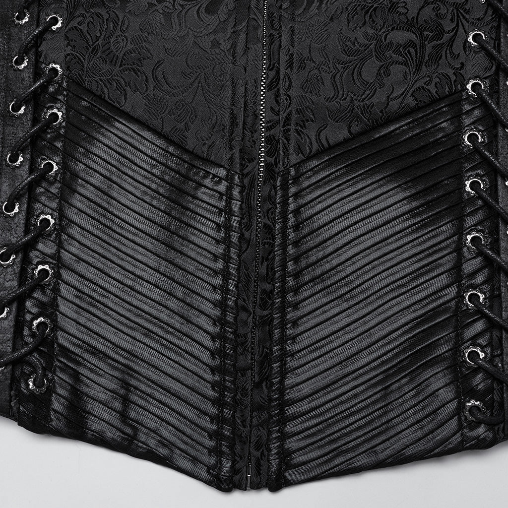 WY-1699MJM Elegant Gothic Embroidered Vest with Leather Corset Accents - Image 10