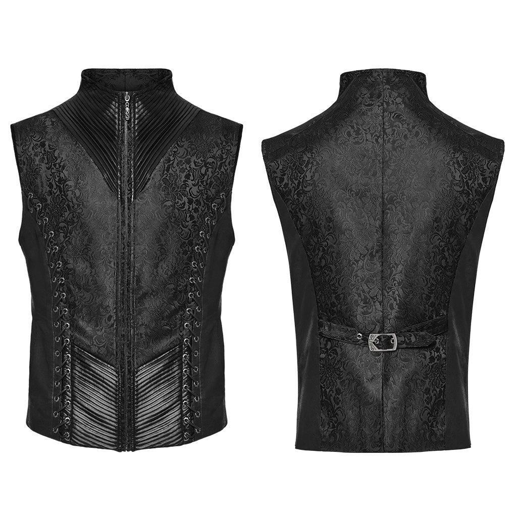 WY-1699MJM Elegant Gothic Embroidered Vest with Leather Corset Accents - Image 11