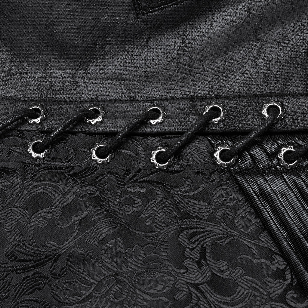 WY-1699MJM Elegant Gothic Embroidered Vest with Leather Corset Accents - Image 8