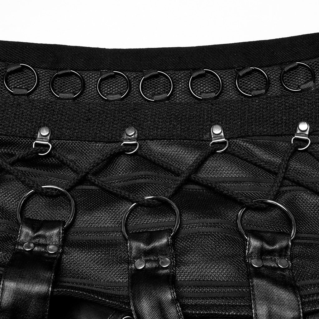 WY-1701MJM Gothic Leather Strapped Mesh Biker Punk Vests Zipper Closure - Image 8