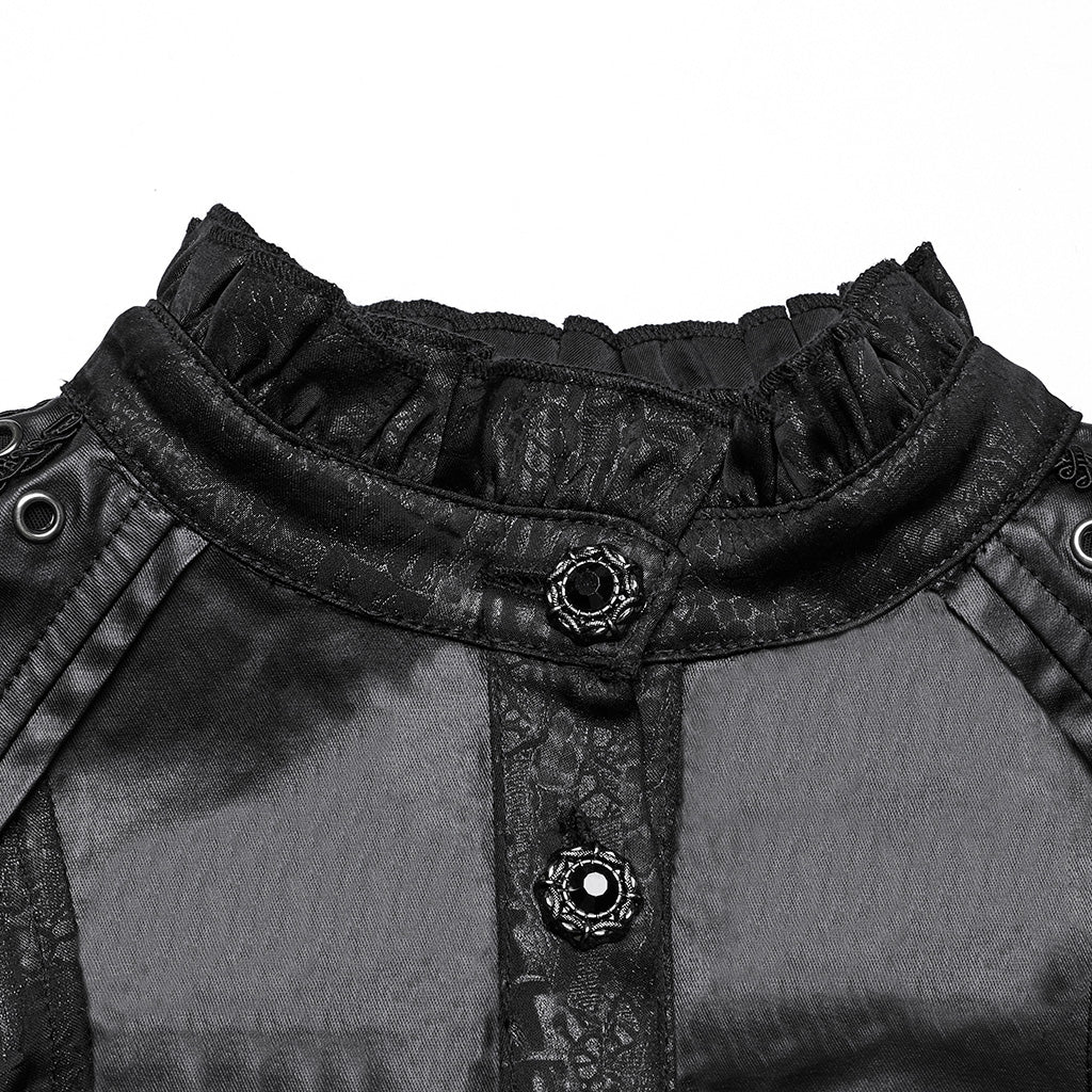 WY-1712CCF Gothic Jacket Victorian Style High Collar Buttoned Design Puff Sleeves - Image 27