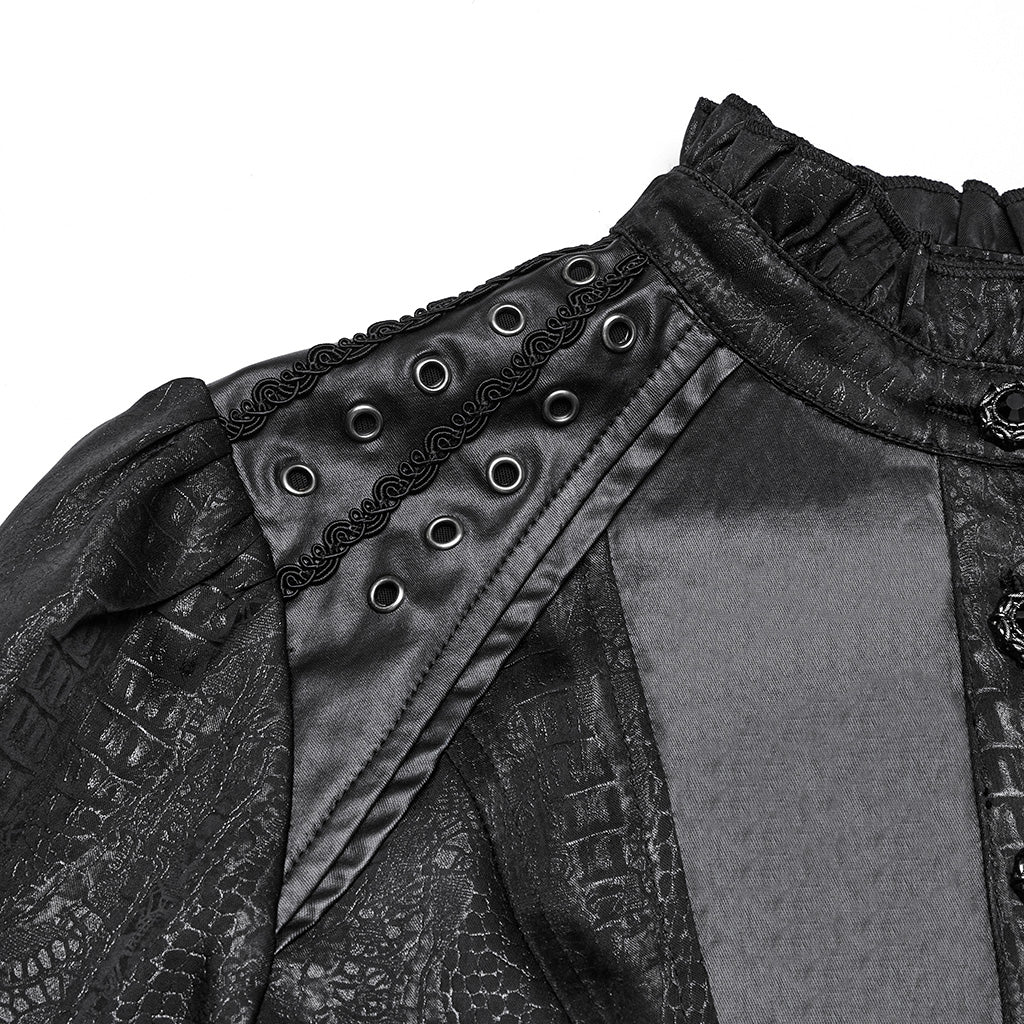 WY-1712CCF Gothic Jacket Victorian Style High Collar Buttoned Design Puff Sleeves - Image 8