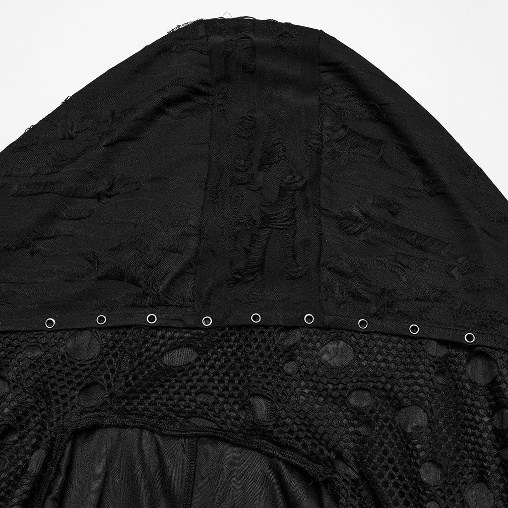 WY-1713XCF Womens Gothic Coat Hooded Longline Lace Mesh Design - Image 17